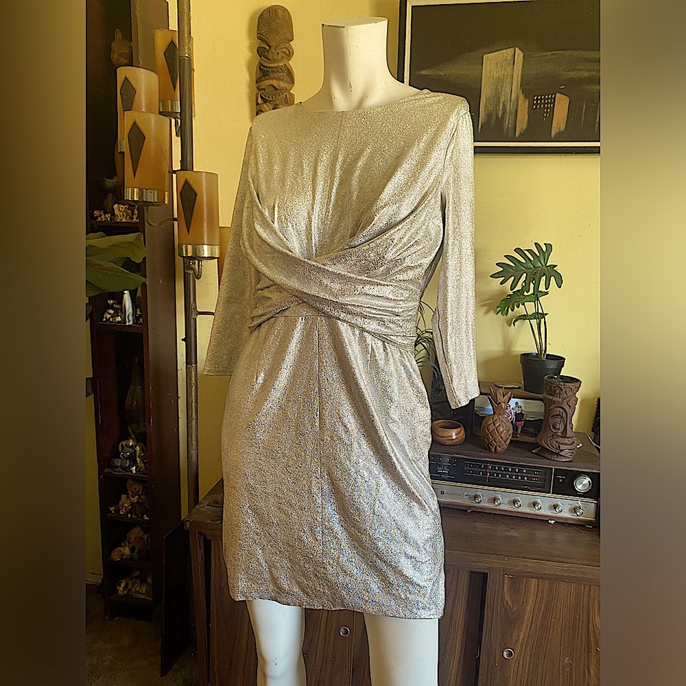 Space age ultra shimmer Silver glamour puss vixen viva vintage look mod dress